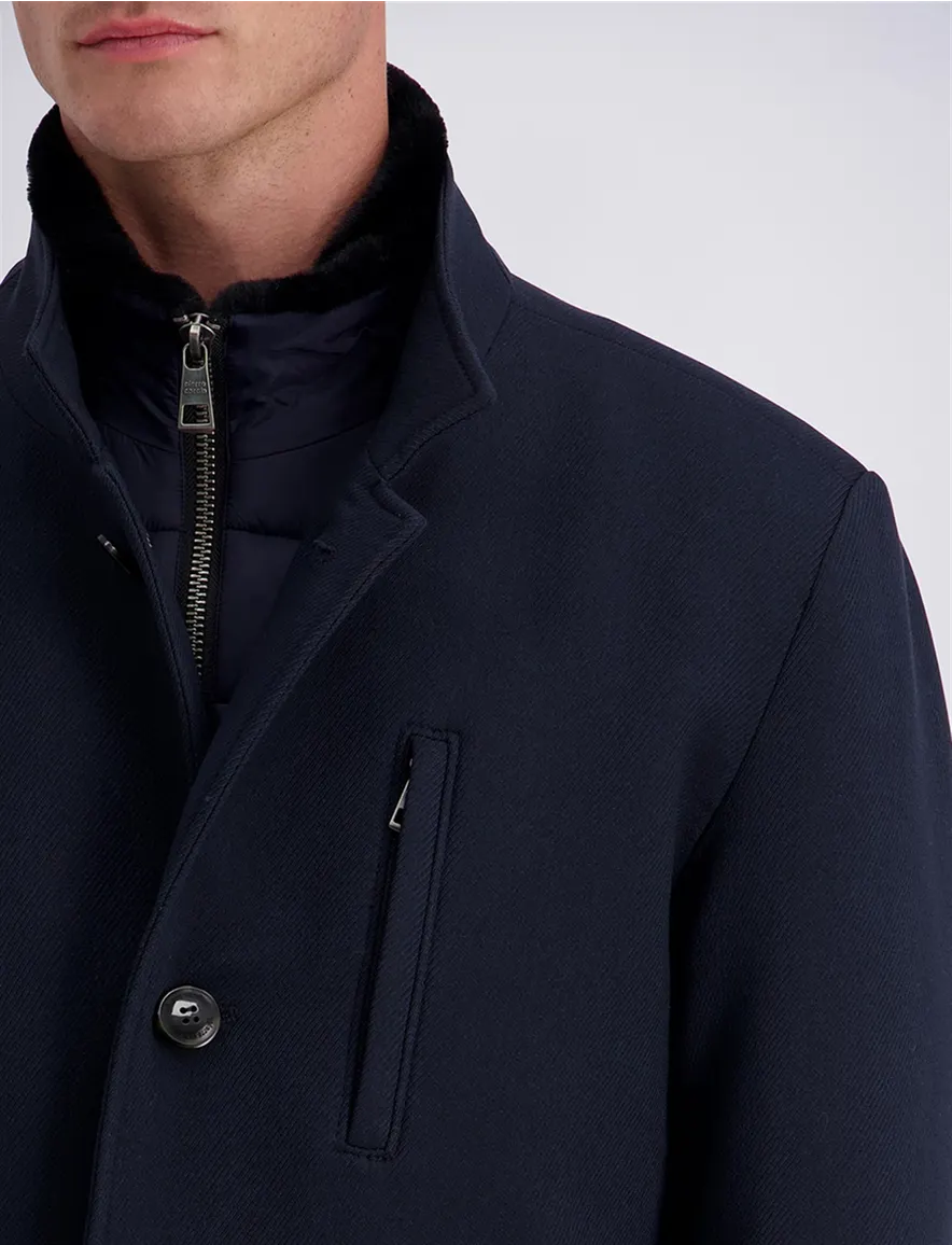 Pierre Cardin overjas donkerblauw effen