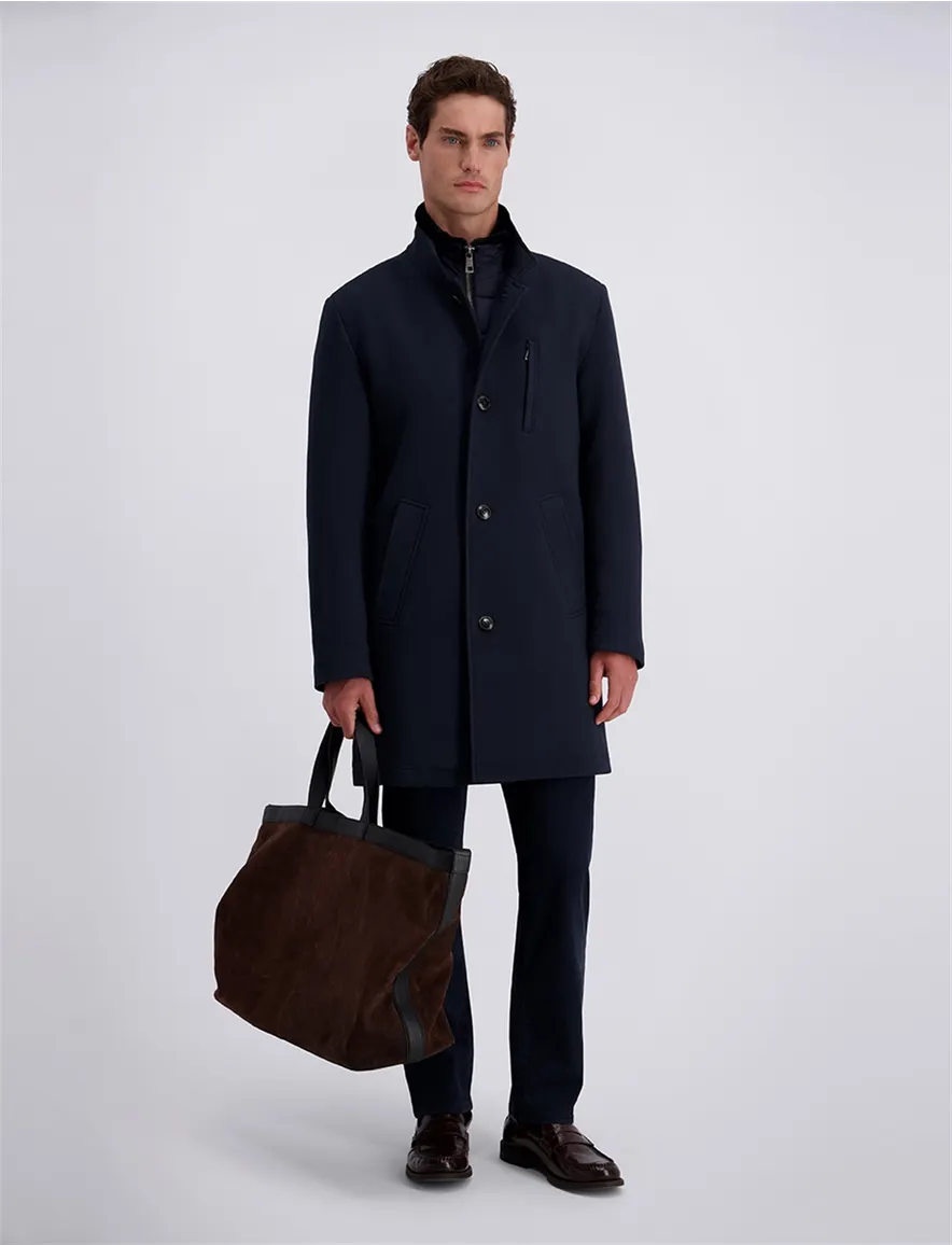 Pierre Cardin overjas donkerblauw effen