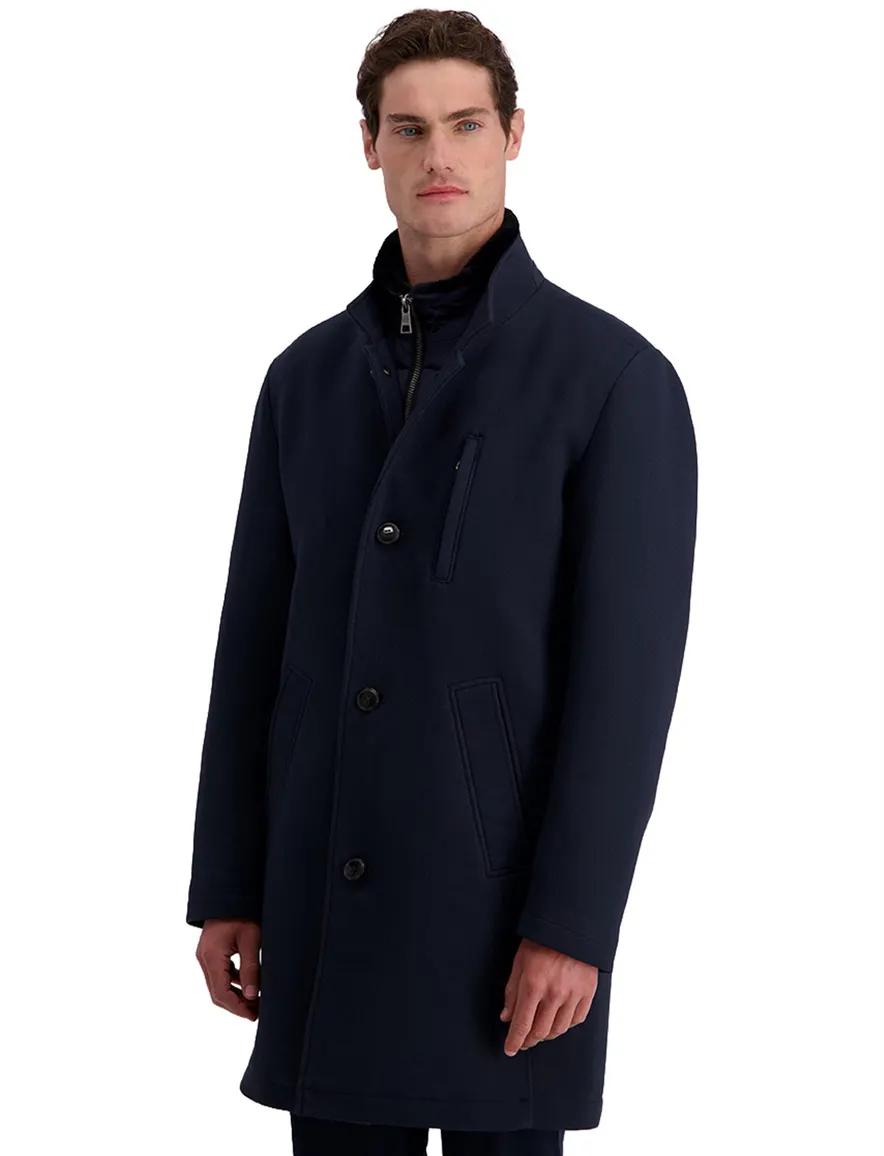 Pierre Cardin overjas donkerblauw effen
