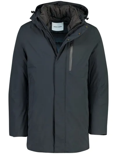 Pierre Cardin Pierre Cardin parka jas navy gevoerd met borstzak