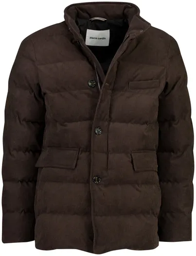 Pierre Cardin Gewatteerde jas Pierre Cardin bruin waterafstotend