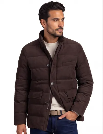 Pierre Cardin Gewatteerde jas Pierre Cardin bruin waterafstotend