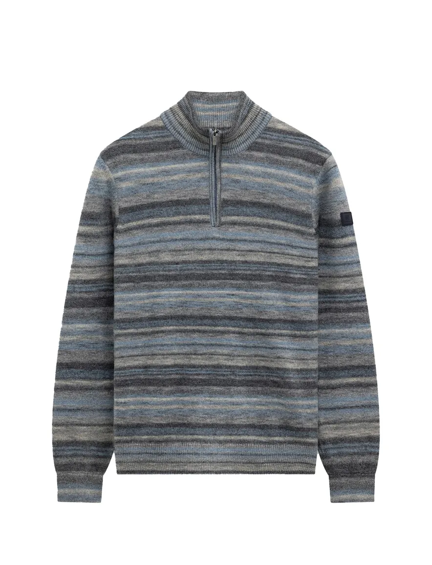 State of Art half zip trui blauw gestreept