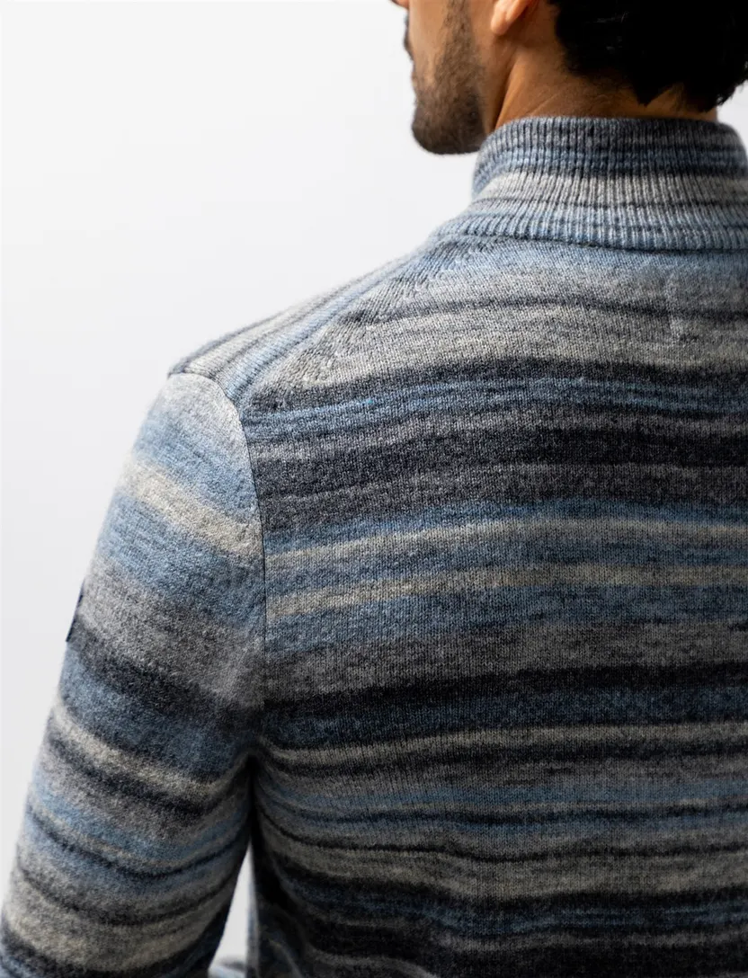 Trui State of Art blauw gestreept half zip