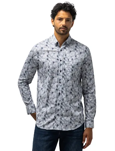 State of Art State of Art flanel overhemd grijs geprint