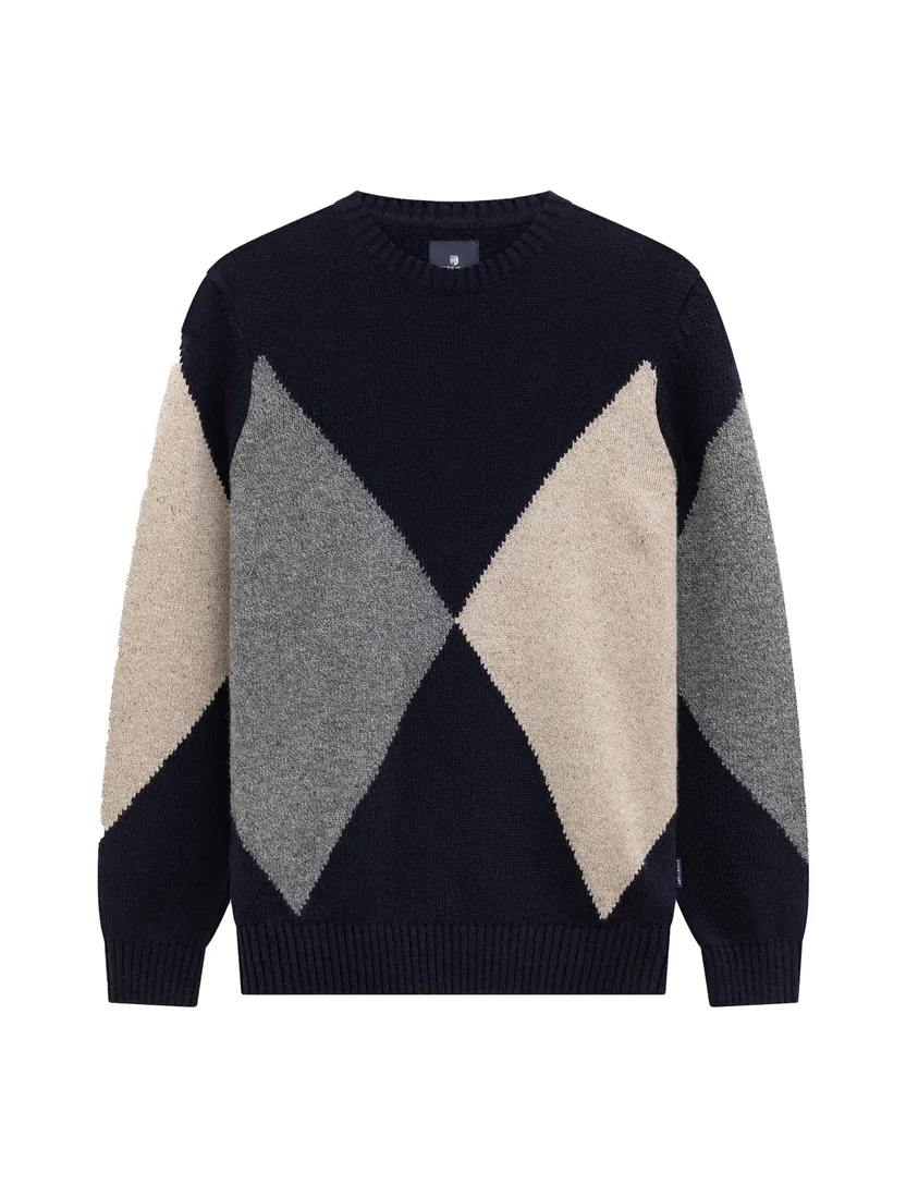Trui State of Art donkerblauw ronde hals