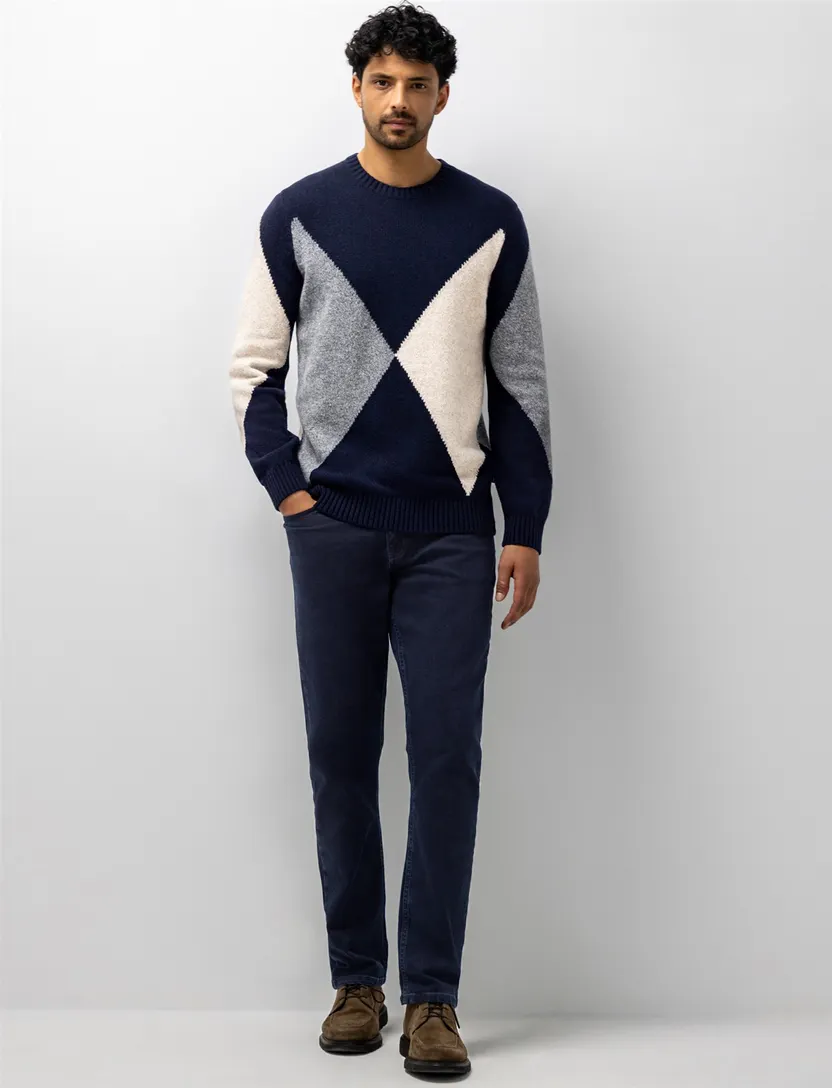 Trui State of Art donkerblauw ronde hals