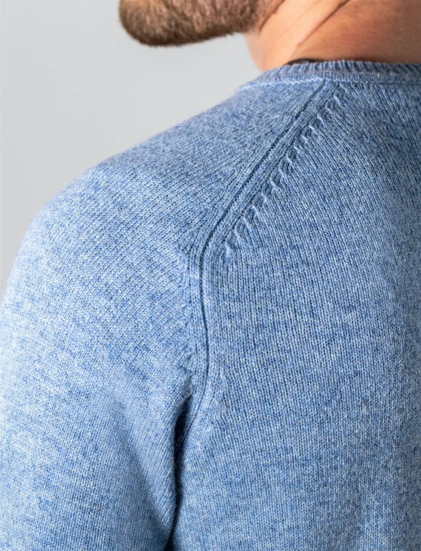 Trui State of Art blauw gemeleerd v-hals