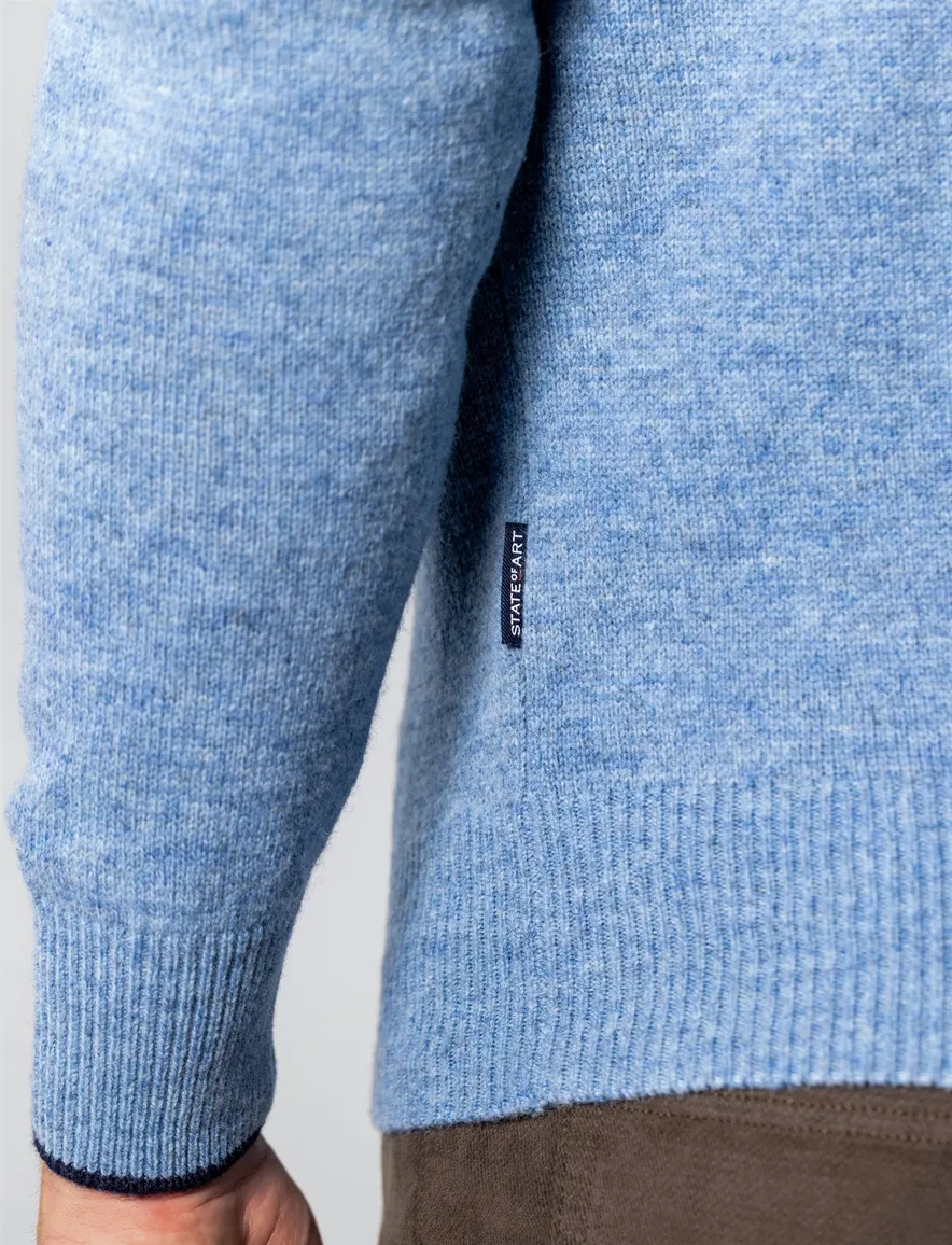 State of Art v-hals trui blauw gemeleerd