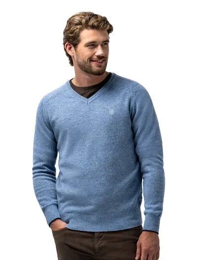 State of Art Trui State of Art blauw gemeleerd v-hals