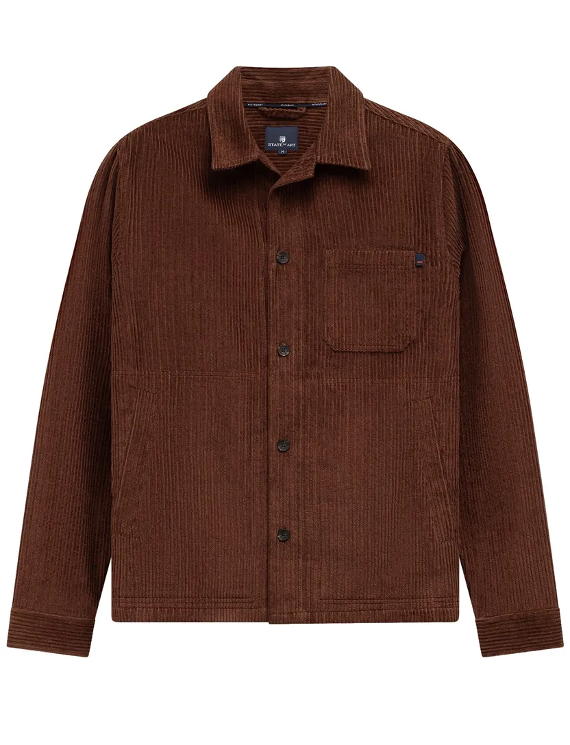 Overshirt State of Art bruin met borstzak