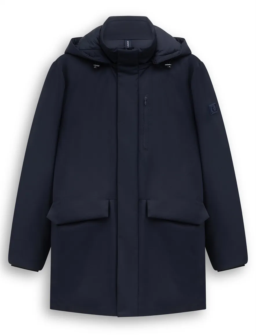 State of Art parka jas donkerblauw effen