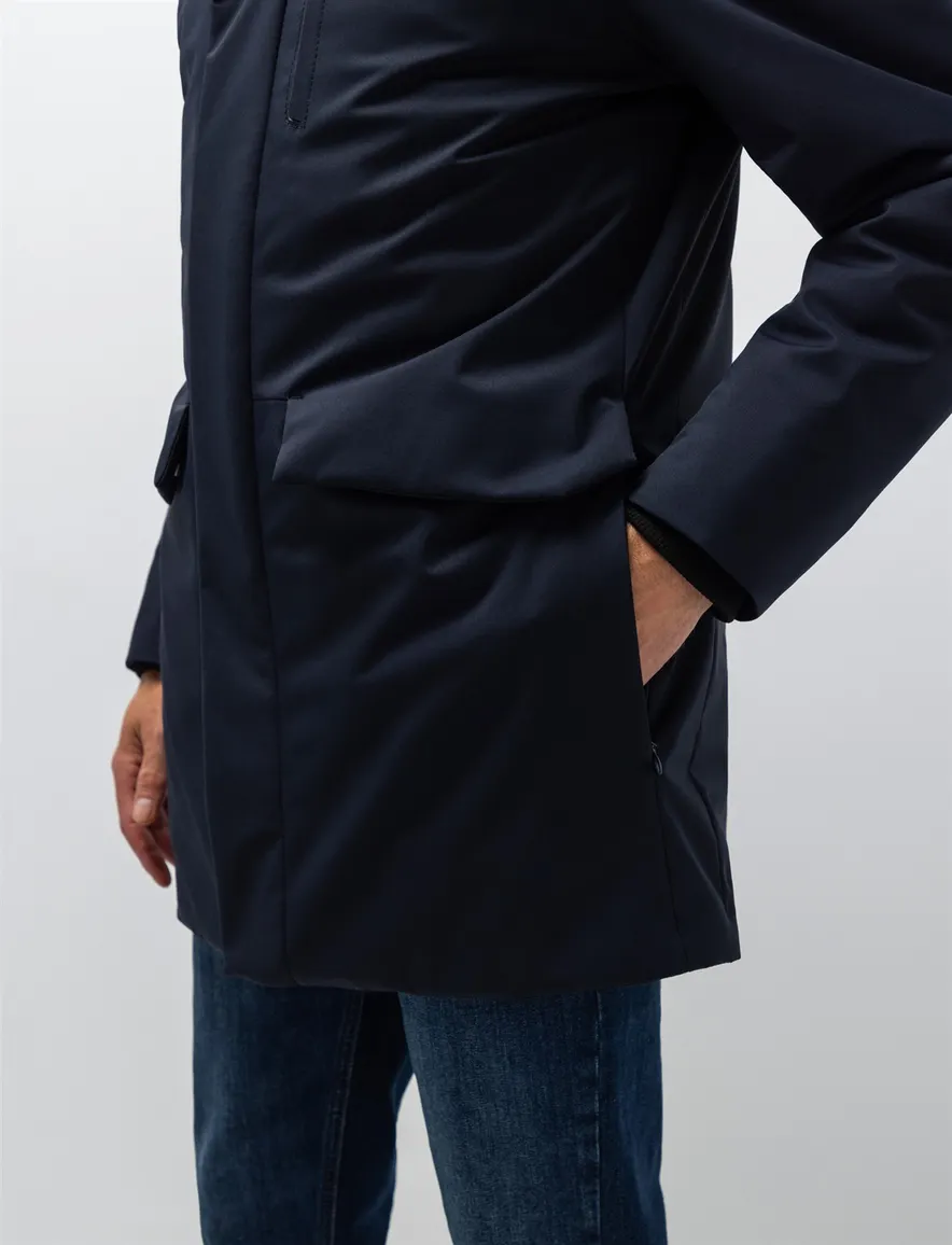 State of Art parka jas donkerblauw effen