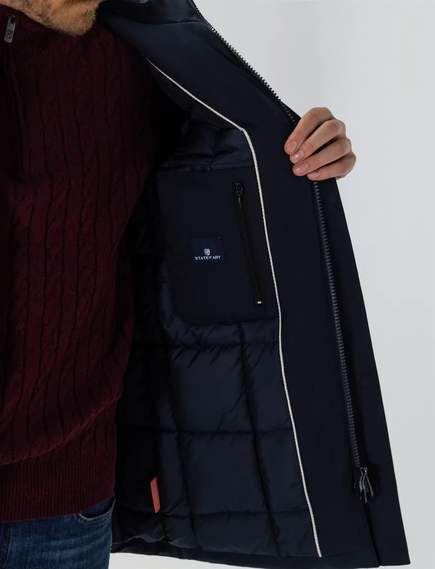 State of Art parka jas donkerblauw effen