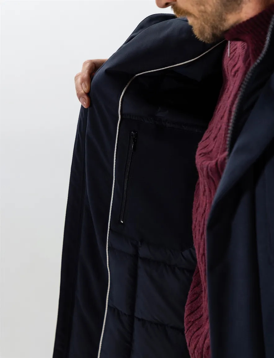 State of Art parka jas donkerblauw effen