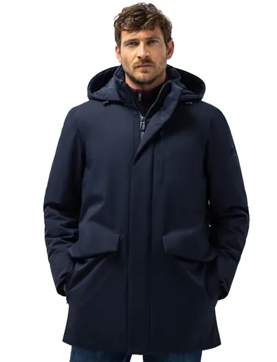 State of Art State of Art parka jas donkerblauw effen