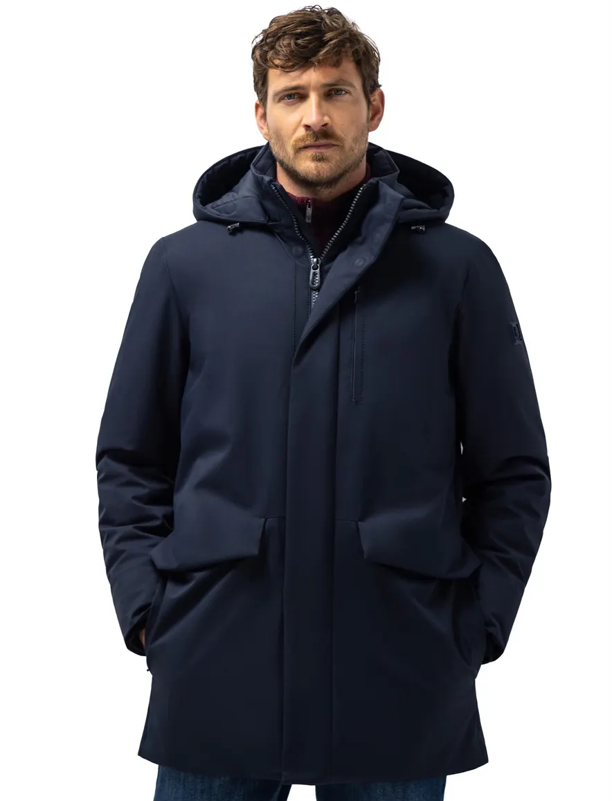 State of Art parka jas donkerblauw effen