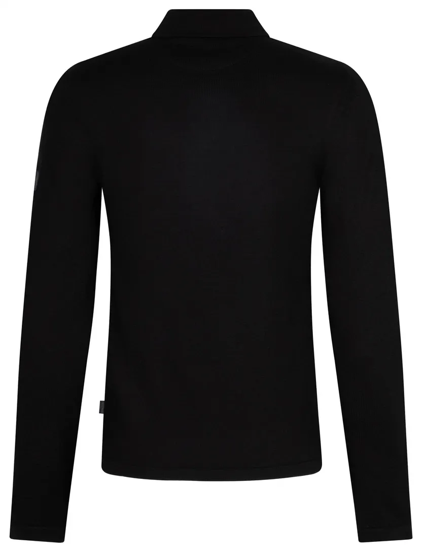 Poloshirt Cavallaro zwart merinowol met rits