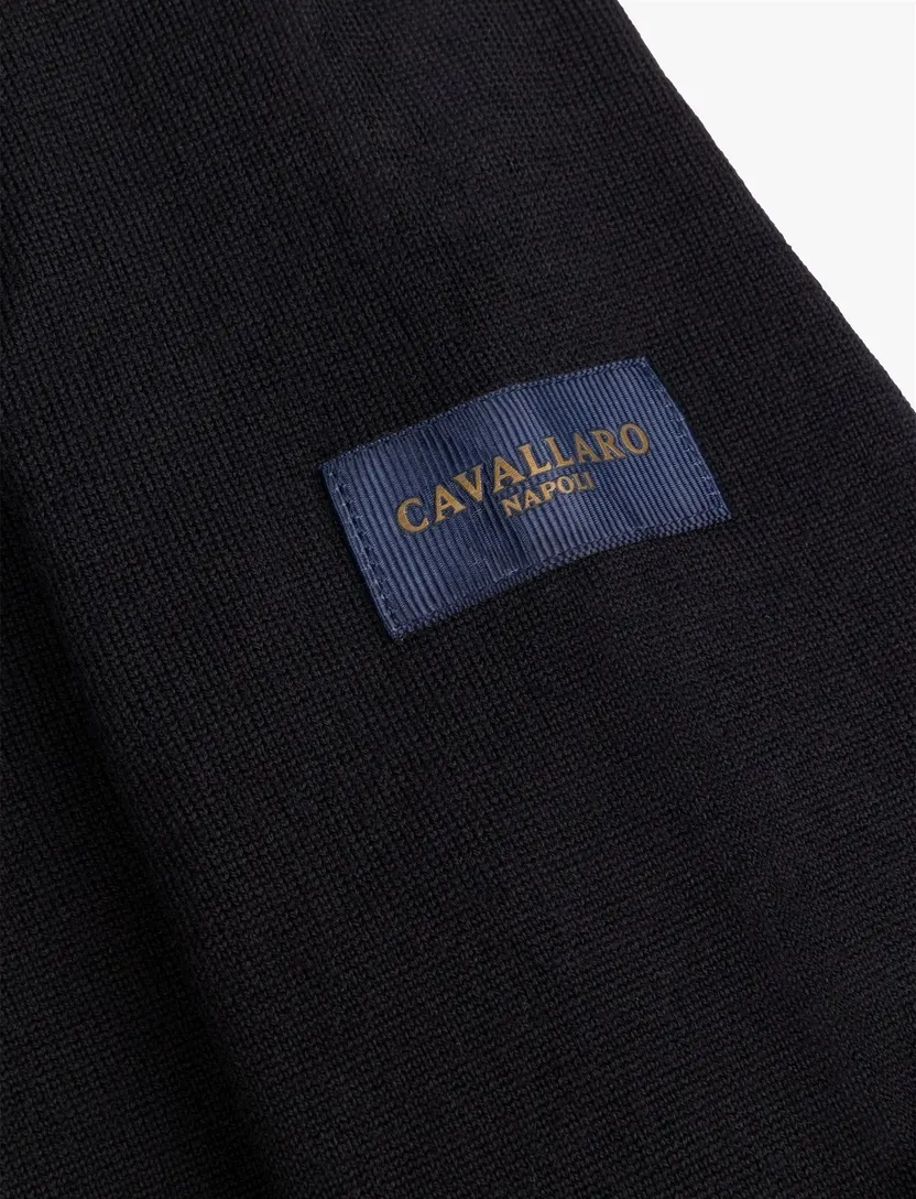 Poloshirt Cavallaro zwart merinowol met rits