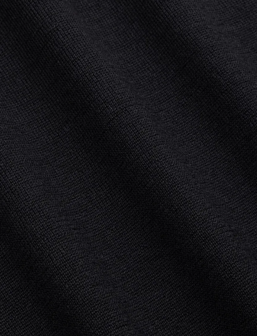 Poloshirt Cavallaro zwart merinowol met rits