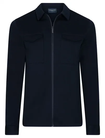 Cavallaro Cavallaro overshirt donkerblauw met borstzak