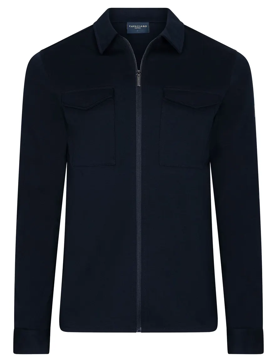 Cavallaro overshirt donkerblauw met borstzak