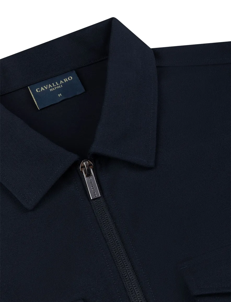 Cavallaro overshirt donkerblauw met borstzak