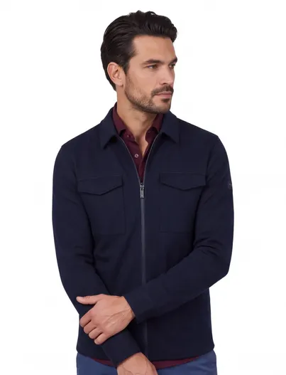 Cavallaro Cavallaro overshirt Zeradino donkerblauw met borstzakken