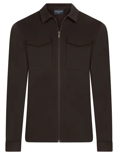 Cavallaro Cavallaro overshirt bruin met borstzak