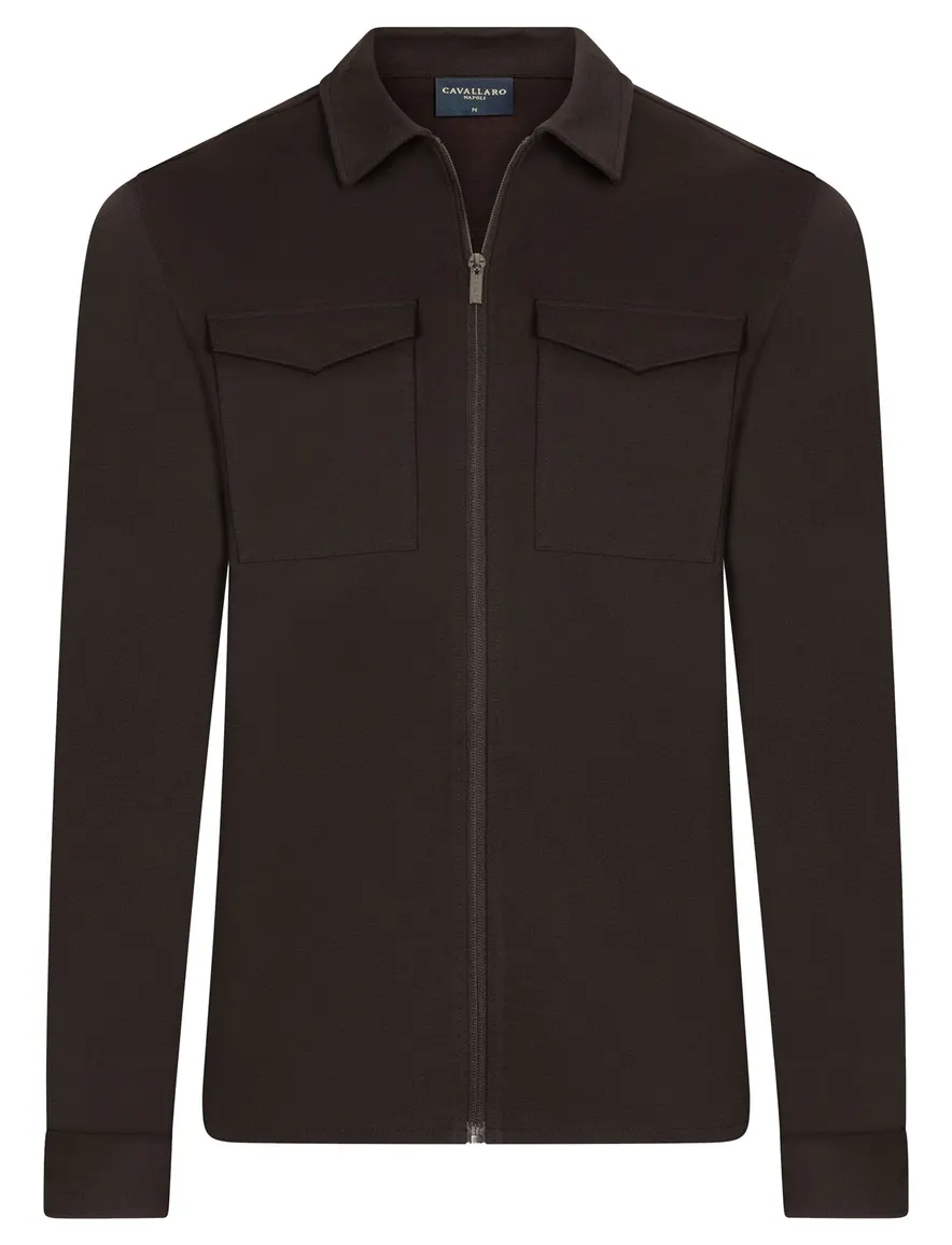 Cavallaro overshirt bruin met borstzak