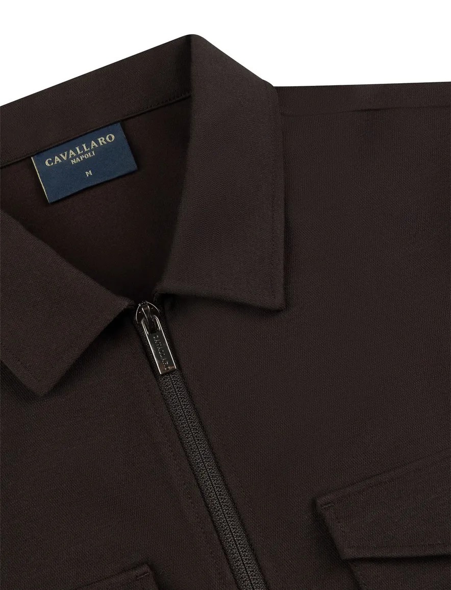 Cavallaro overshirt bruin met borstzak