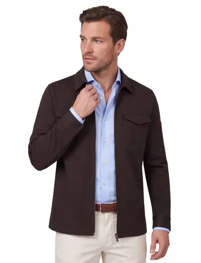 Cavallaro Cavallaro overshirt Zeradino bruin met borstzakken
