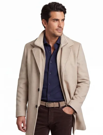 Gentiluomo Overjas Gentiluomo beige wol