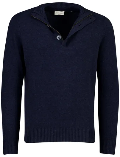 Gentiluomo Gentiluomo half zip trui donkerblauw met knopen