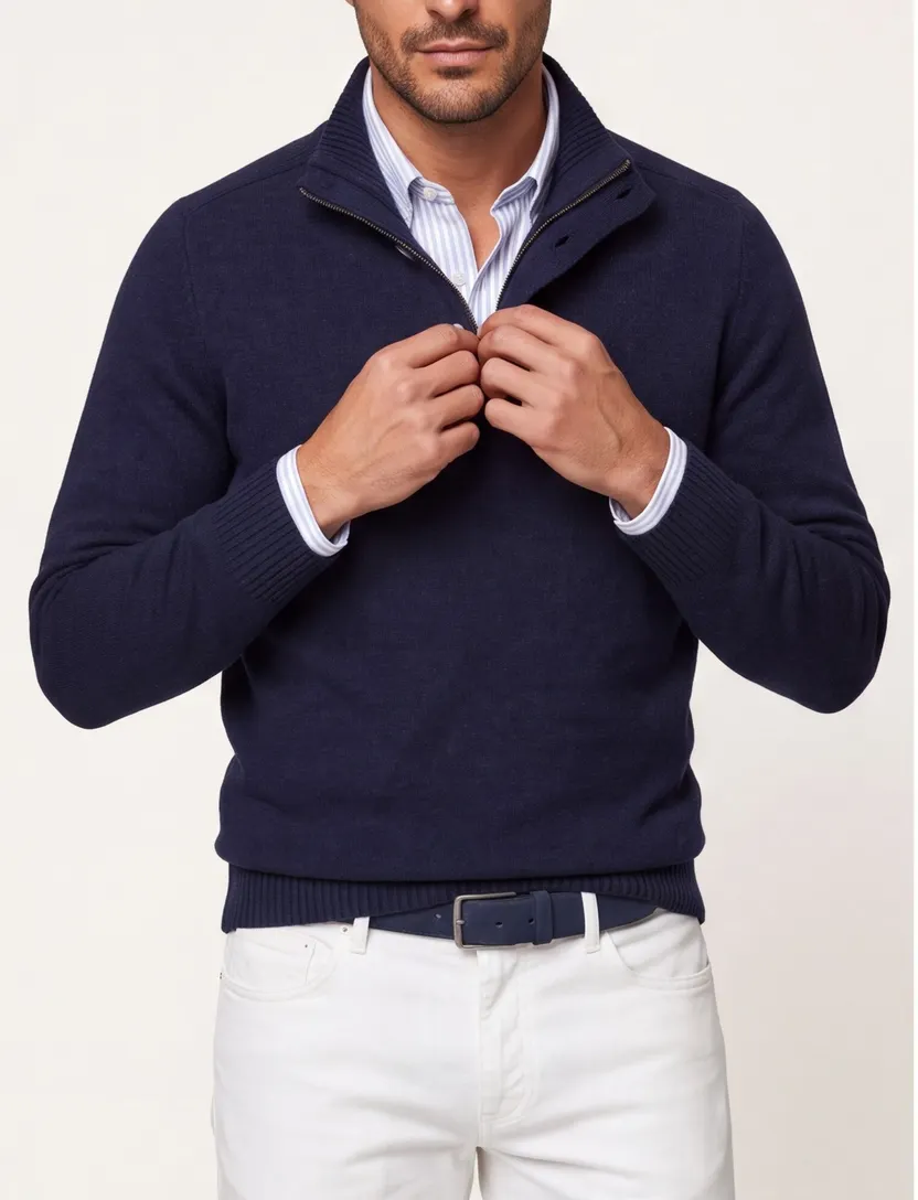 Trui Gentiluomo donkerblauw met knopen