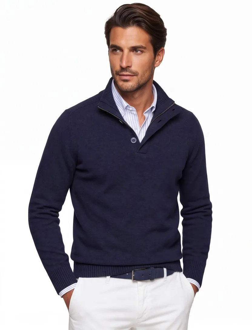 Trui Gentiluomo donkerblauw met knopen
