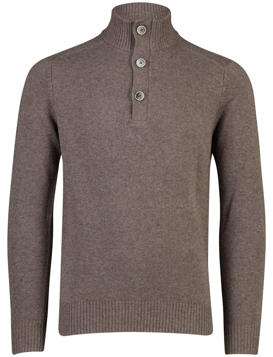 Gentiluomo half zip trui bruin met knopen