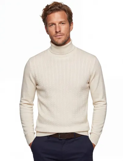 Gentiluomo Gentiluomo trui creme merinowol turtleneck