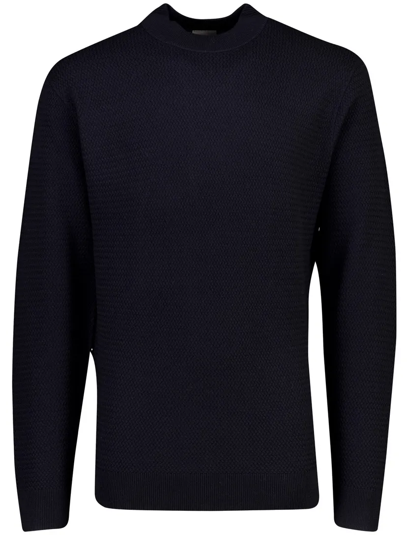 Trui Gentiluomo donkerblauw structuur merinowol
