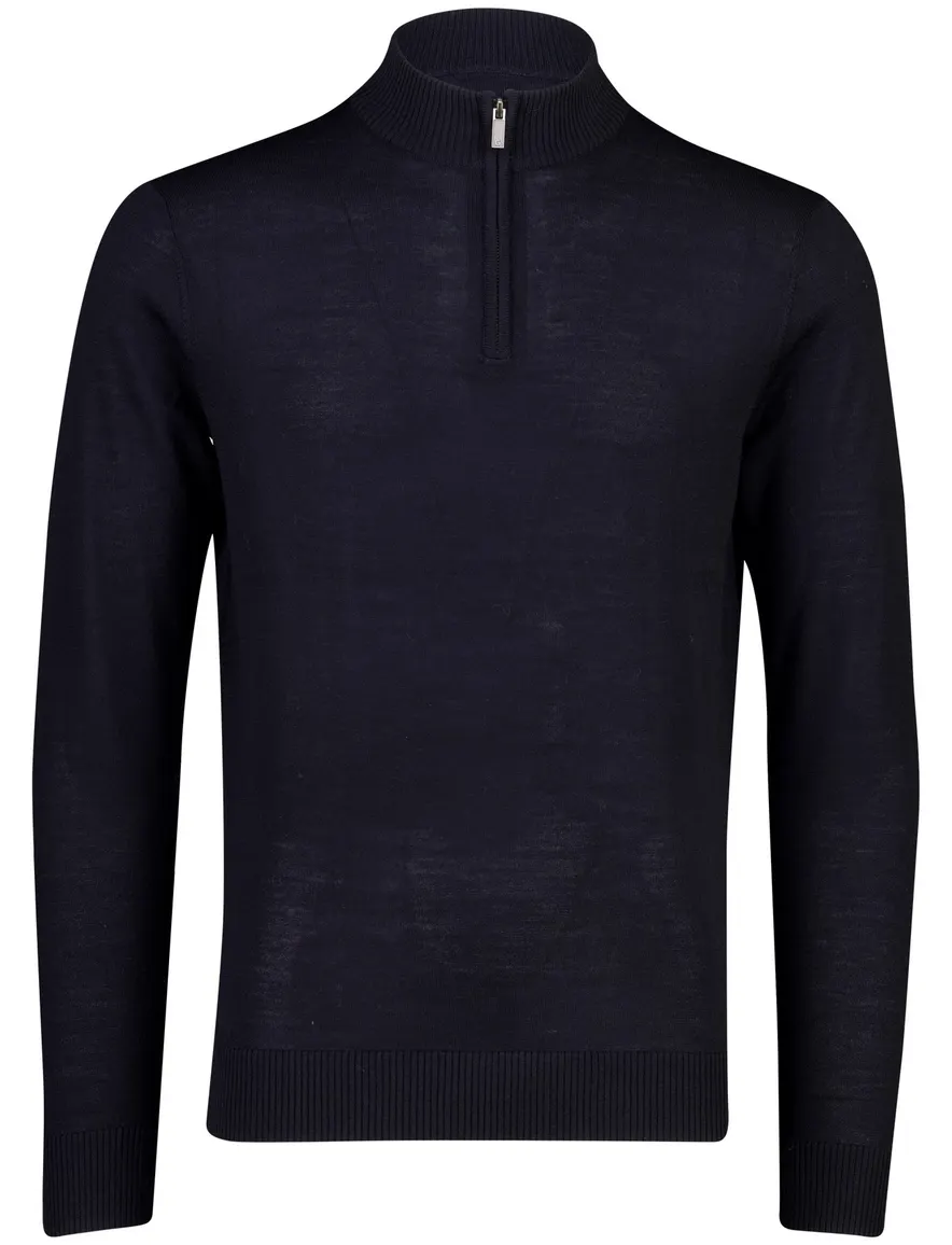Gentiluomo trui donkerblauw gemeleerd half zip