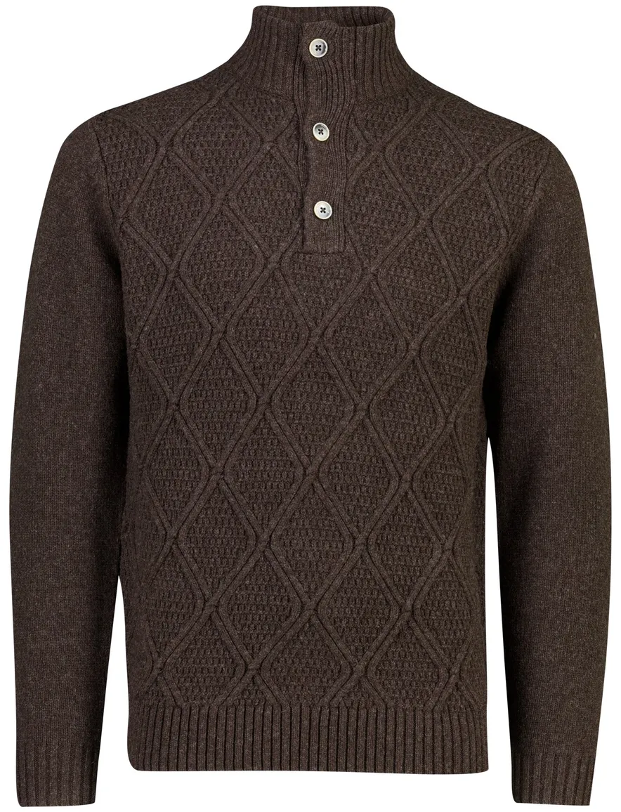 Gentiluomo trui bruin structuur half zip