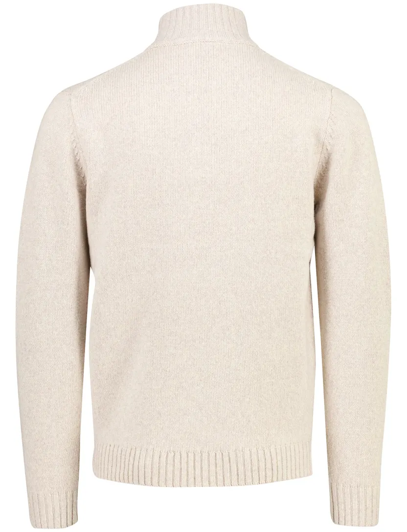 Trui Gentiluomo beige half zip structuur