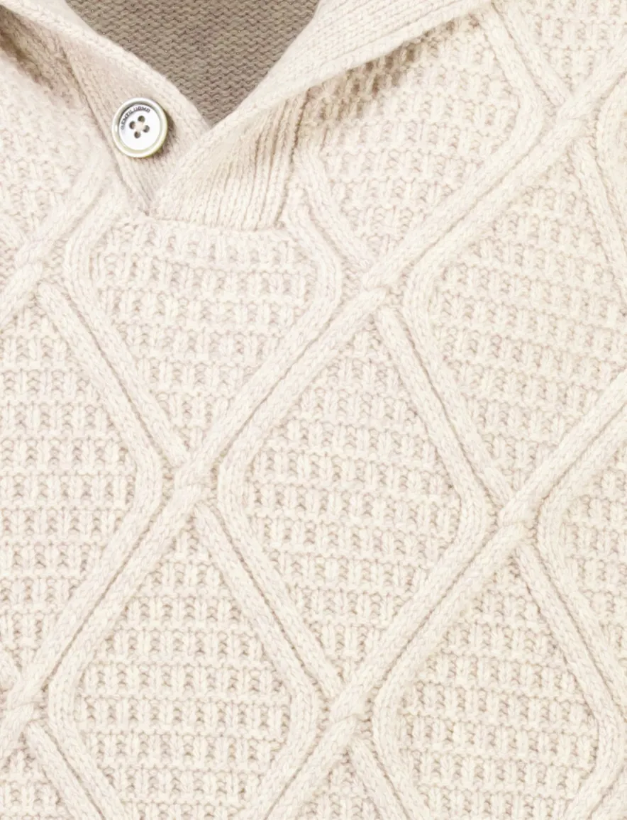 Gentiluomo trui beige structuur half zip