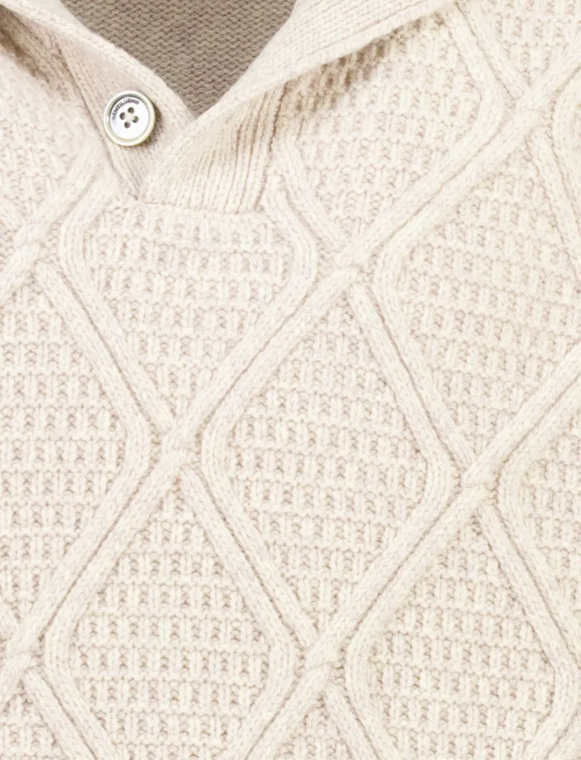 Trui Gentiluomo beige half zip structuur