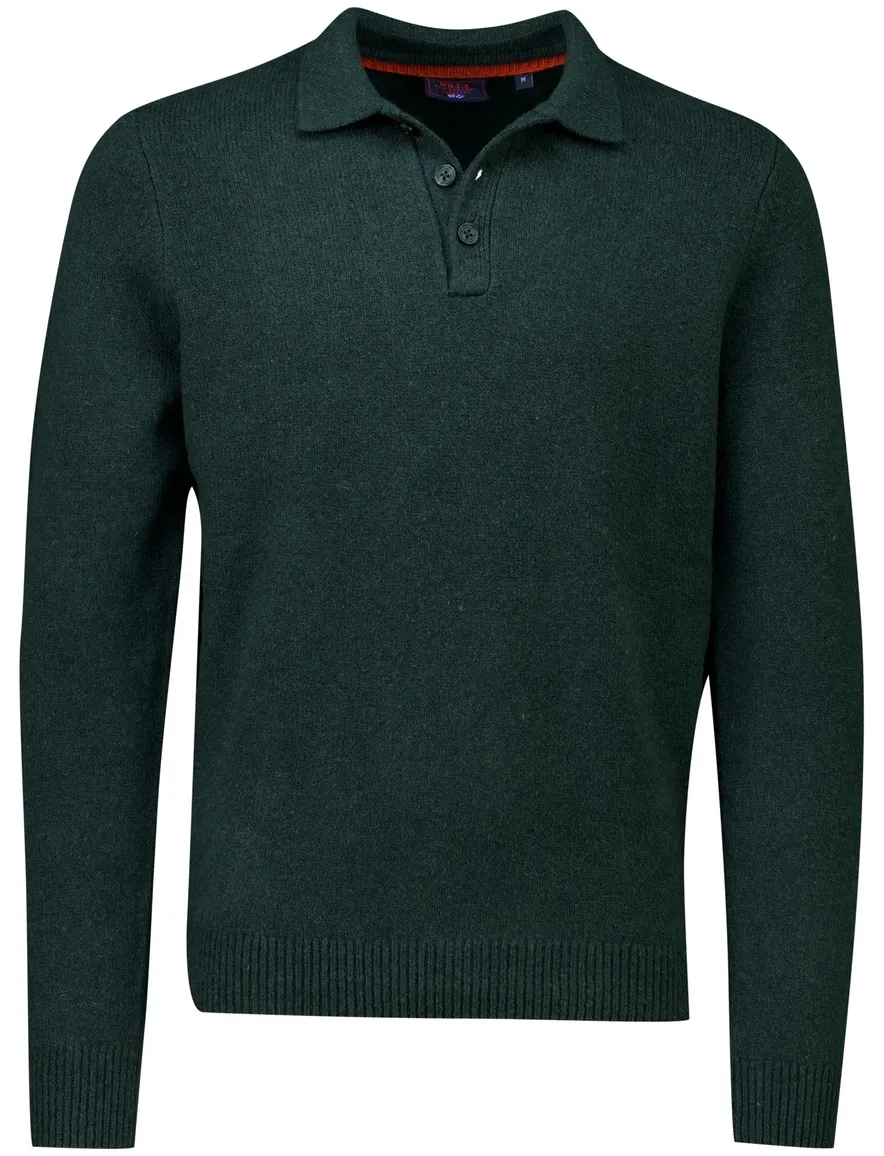 New Zealand polo donkergroen gemeleerd gebreid