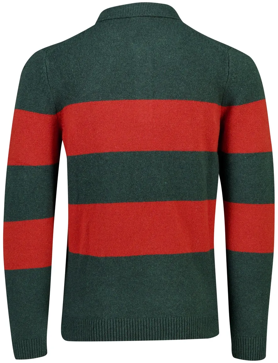 New Zealand poloshirt donkergroen gestreept gebreid