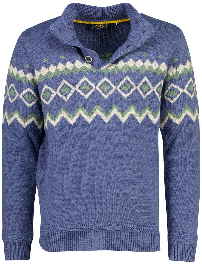 Trui New Zealand blauw met knopen