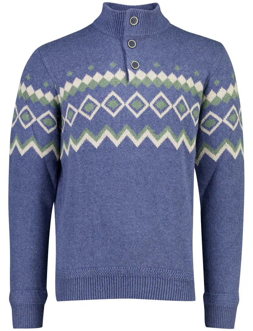 Trui New Zealand blauw met knopen
