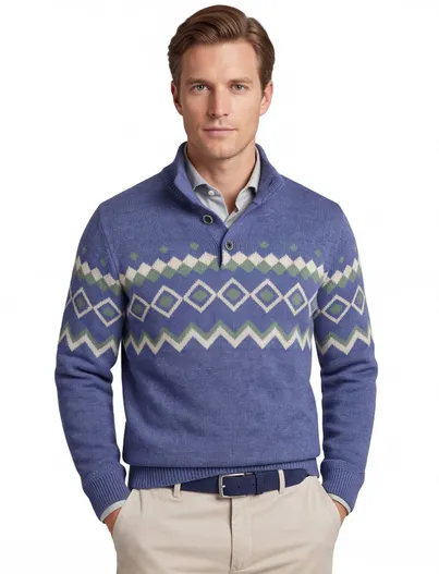 New Zealand New Zealand trui blauw geprint met knopen