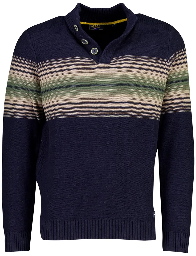 Trui New Zealand donkerblauw met knopen
